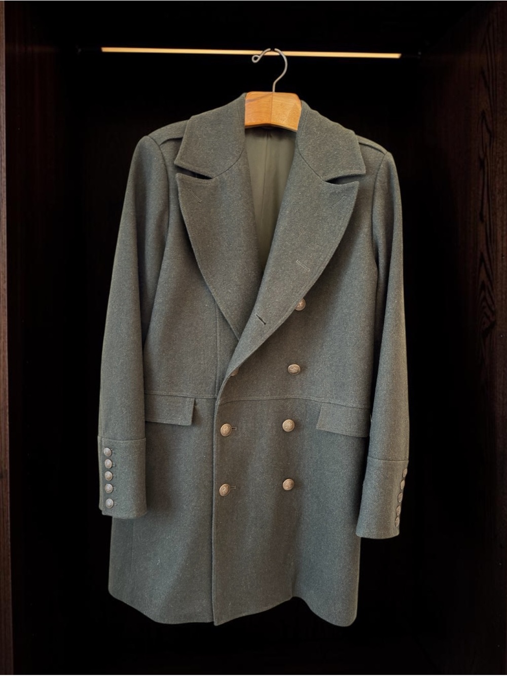 Simons LE31 Double-Breasted Pea Coat in Olive